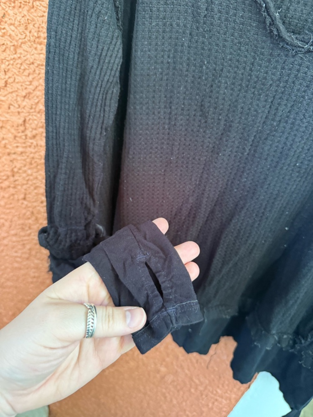 Free People Laguna Thermal Top Women's M Black Boho Lagenlook Retro Casual Comfy - Picture 6 of 8